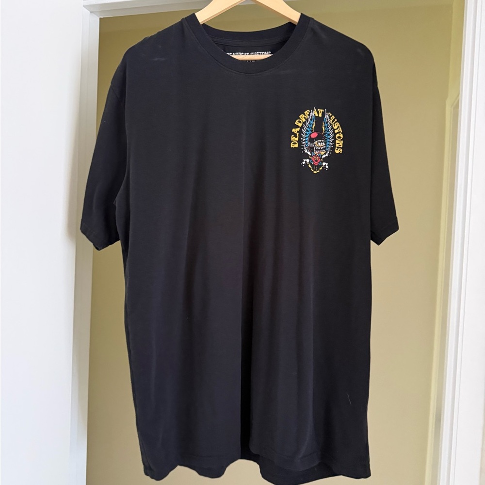 Deadbeat Customs Graphic Tee - Black with Blue, Yellow, Red